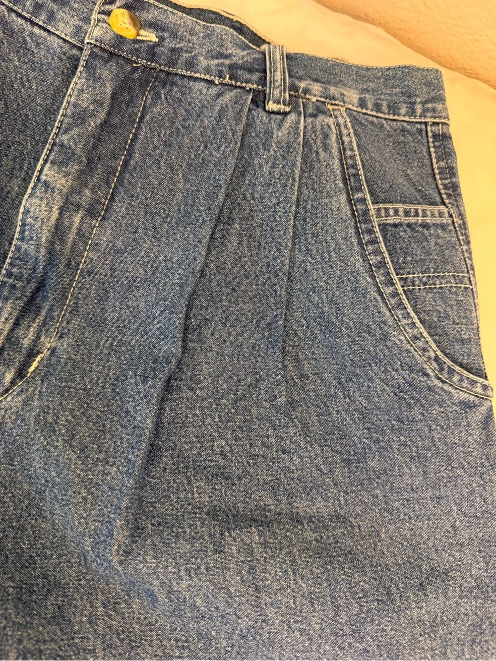 Vintage 80s 90s Denim Jean Shorts Long Inseam High Mom Waist size 12